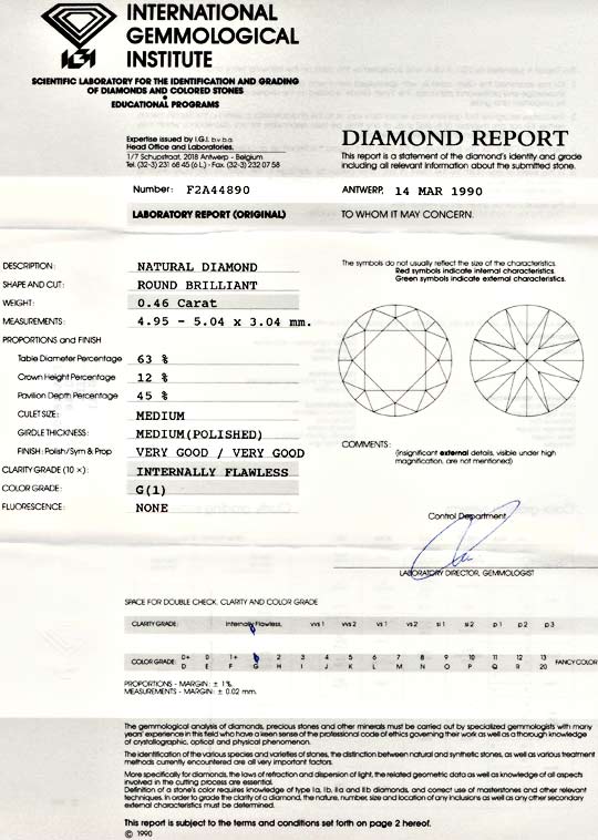 Foto 9 - Diamant IGI 0,46ct Lupenrein Top Wesselton VG/VG, D5588