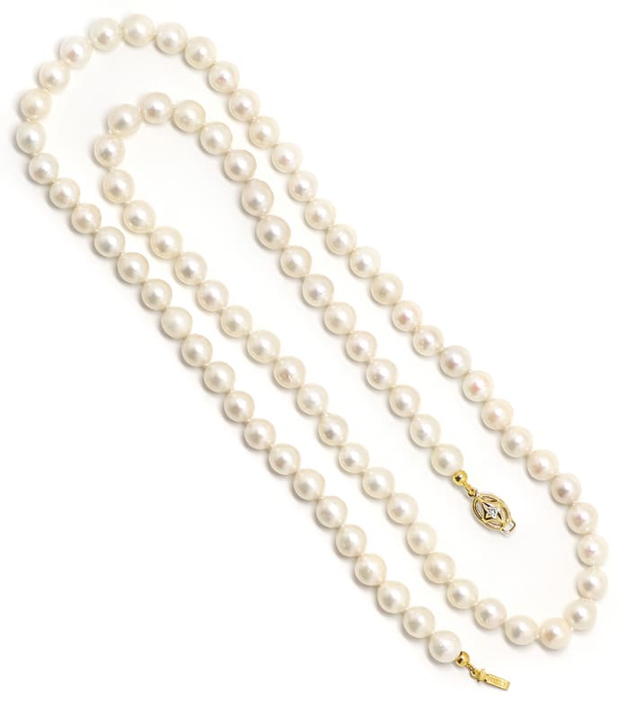 Foto 4 - Perlenkette 69cm mit Diamanten im Gold-Verschluss, S1885