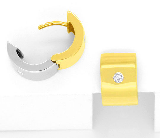 Foto 1 - Brillant-Ohrringe Diamantcreolen 18K Gelbgold-Weißgold, S4522