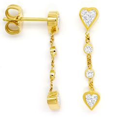 Foto 1 - Ohrhänger mit Diamant Herzen und Brillanten, Gelbgold, S4897